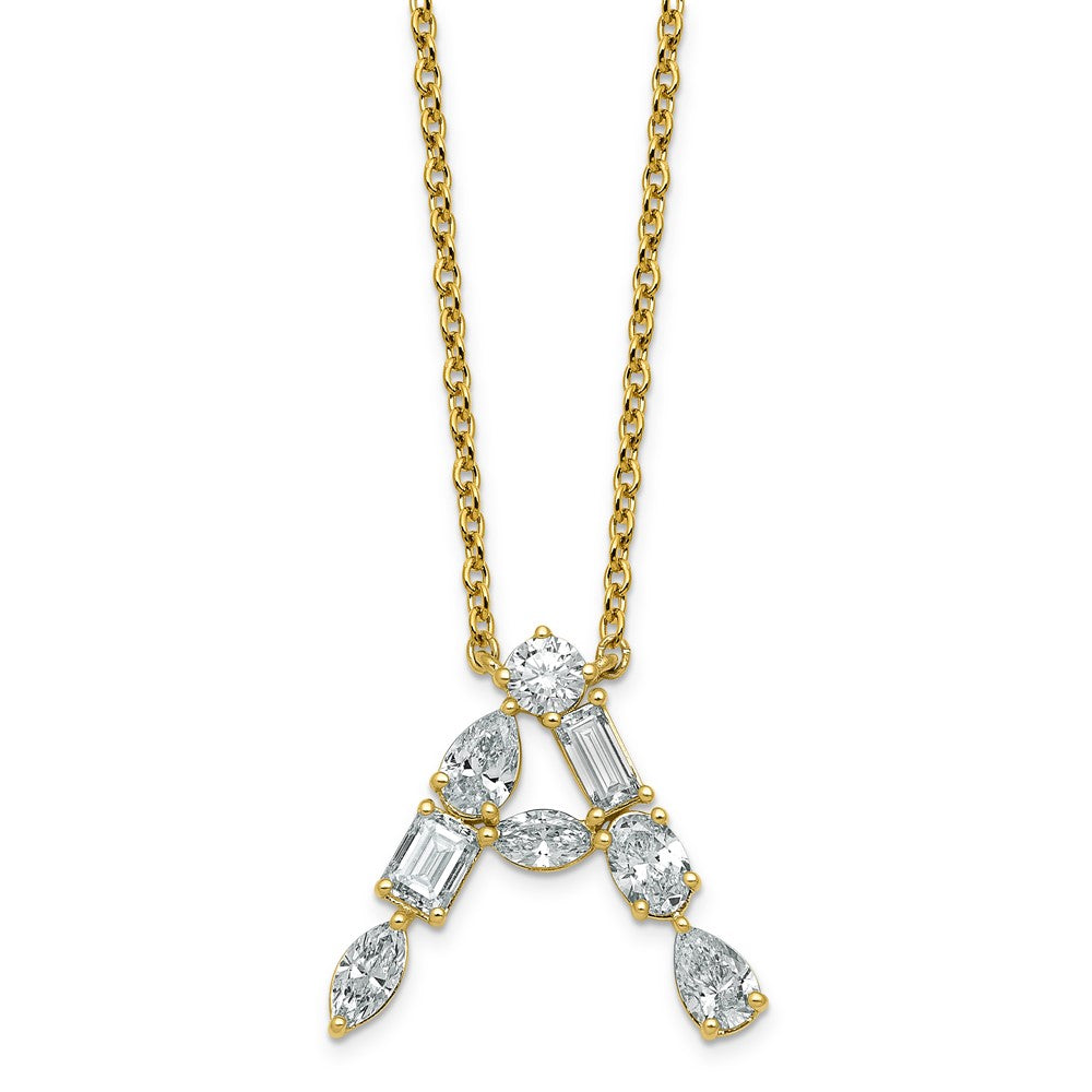 14ky Lab Grown Diamond VS+ F+ Complete Initial A Necklace