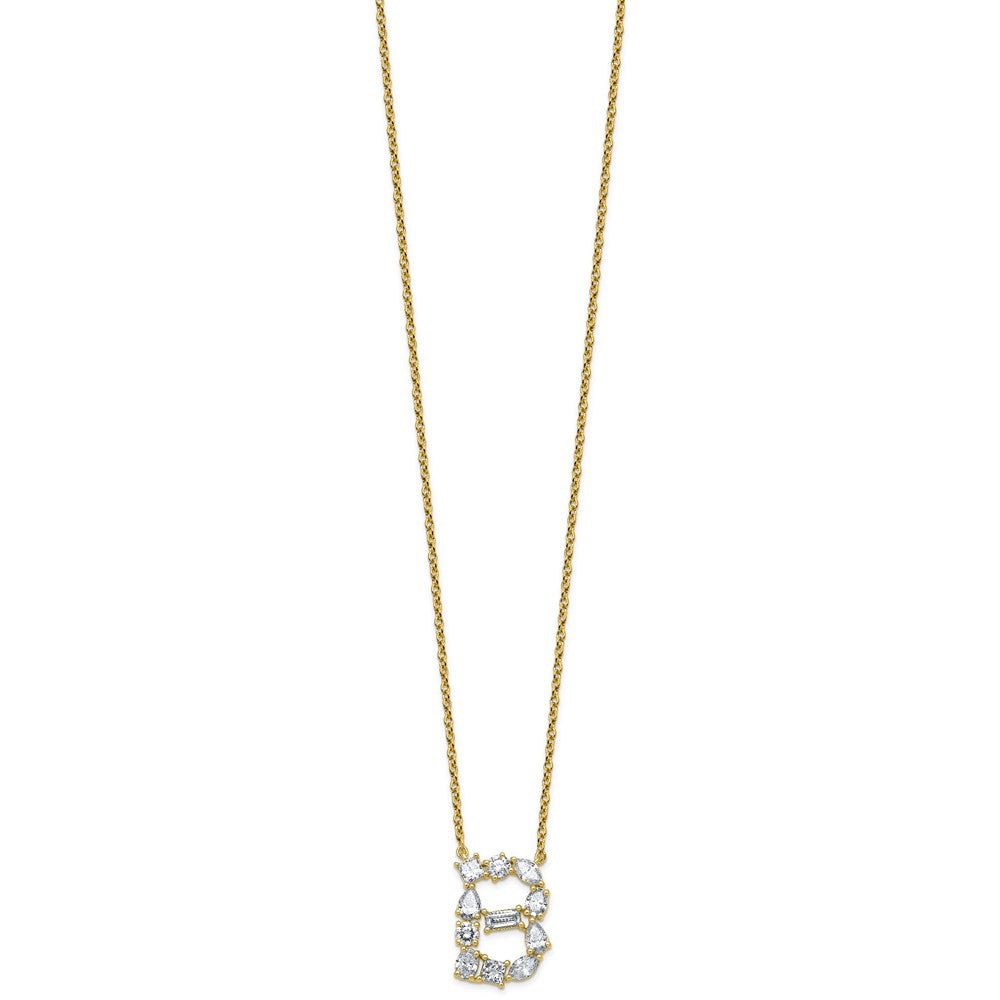 14ky Lab Grown Diamond VS+ F+ Complete Initial B Necklace