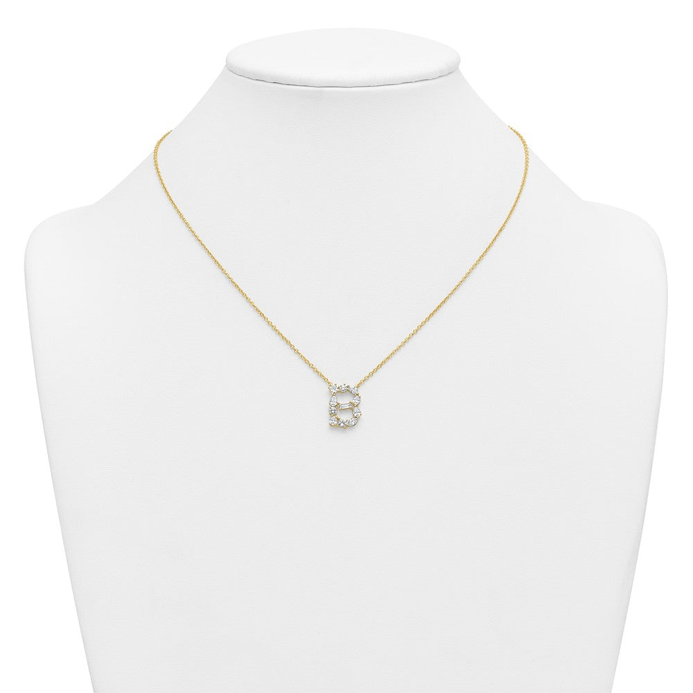14ky Lab Grown Diamond VS+ F+ Complete Initial B Necklace
