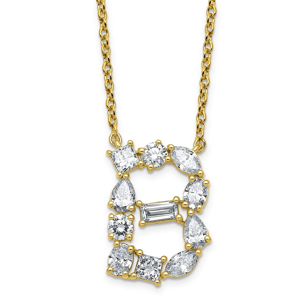 14ky Lab Grown Diamond VS+ F+ Complete Initial B Necklace