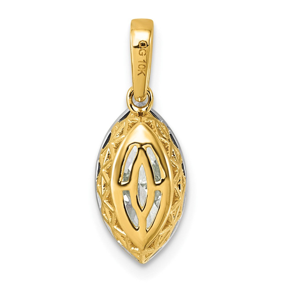 10ky w/Rhodium Lab Grown VS+ F+ Marquise Center Diamond Pendant