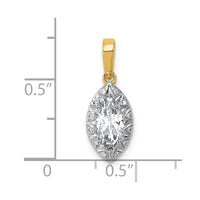 10ky w/Rhodium Lab Grown VS+ F+ Marquise Center Diamond Pendant
