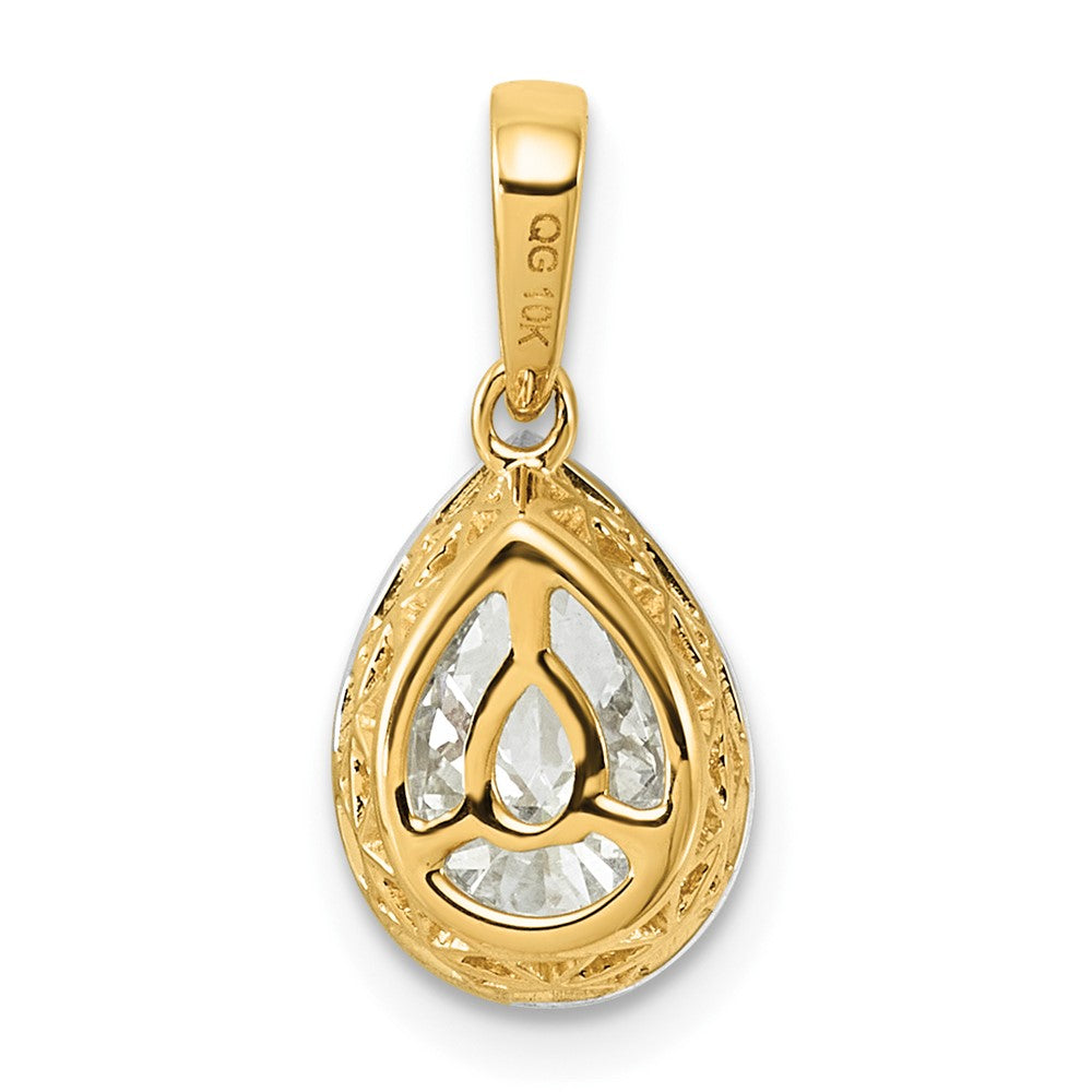 10ky w/Rhodium Cert Lab Grown VS+ F+ Pear Center Diamond Pendant