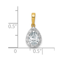 10ky w/Rhodium Cert Lab Grown VS+ F+ Pear Center Diamond Pendant