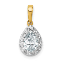 10ky w/Rhodium Cert Lab Grown VS+ F+ Pear Center Diamond Pendant