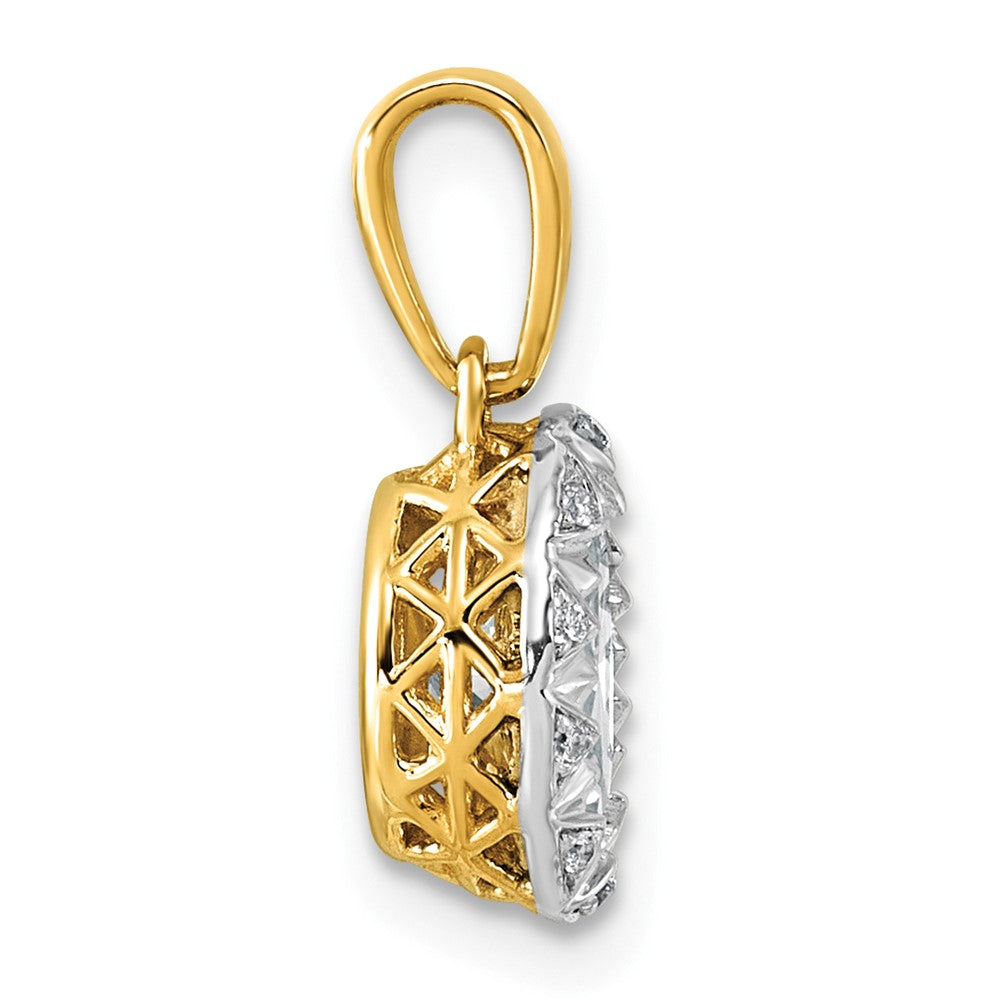 10ky w/Rhodium Cert Lab Grown VS+ F+ Oval Center Diamond Pendant