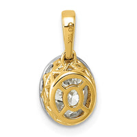 10ky w/Rhodium Cert Lab Grown VS+ F+ Oval Center Diamond Pendant