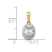 10ky w/Rhodium Cert Lab Grown VS+ F+ Oval Center Diamond Pendant