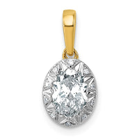 10ky w/Rhodium Cert Lab Grown VS+ F+ Oval Center Diamond Pendant