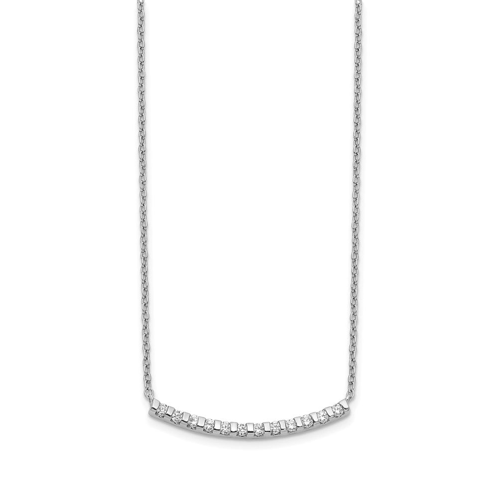 14kw 1/4ct Lab Grown Diamond VS/SI+ G+ Comp 18in Curved Bar Necklace