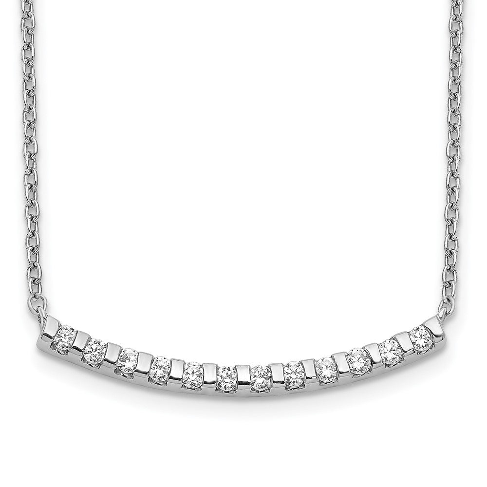 14kw 1/4ct Lab Grown Diamond VS/SI+ G+ Comp 18in Curved Bar Necklace