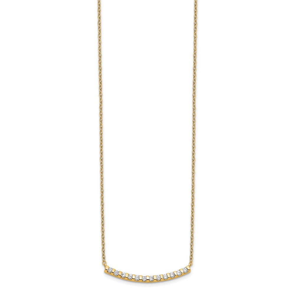 14k 1/4ct Lab Grown Diamond VS/SI+ G+ Comp 18in Curved Bar Necklace