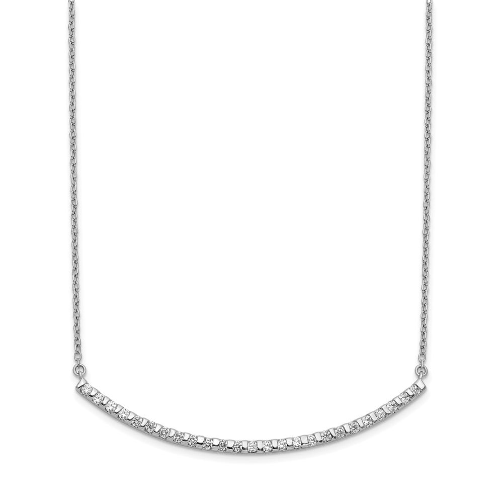 14kw 1/2ct Lab Grown Diamond VS/SI+ G+ Comp 18in Curved Bar Necklace