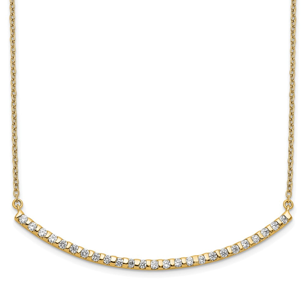 14k 1/2ct Lab Grown Diamond VS/SI+ G+ Comp 18in Curved Bar Necklace