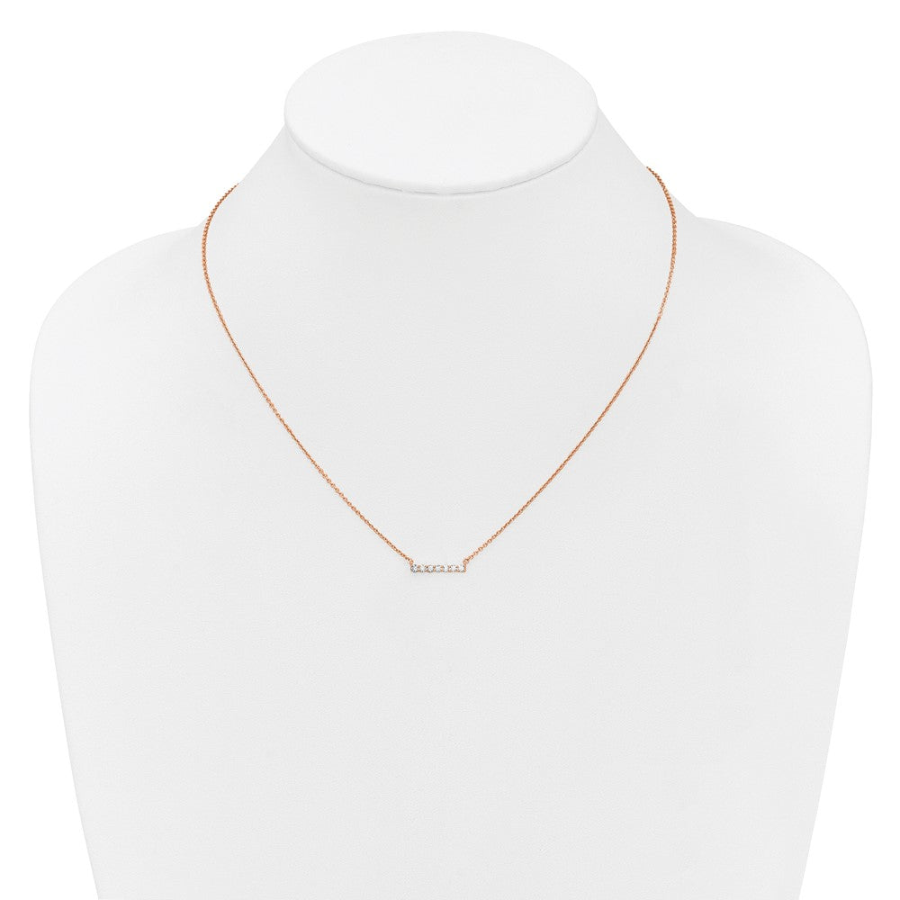 14k Rose Gold 1/4ct Lab Grown Diamond VS/SI+ G+ Comp 18in Bar Necklace