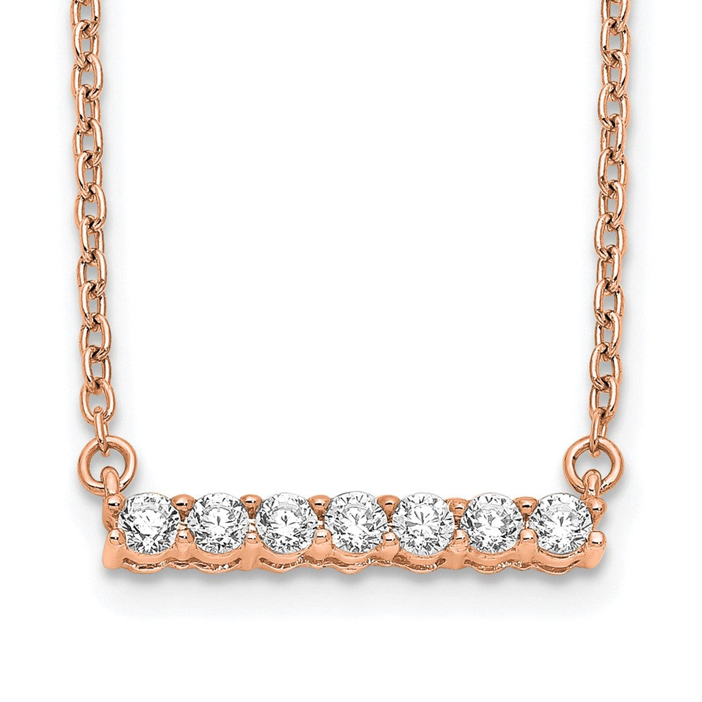 14k Rose Gold 1/4ct Lab Grown Diamond VS/SI+ G+ Comp 18in Bar Necklace