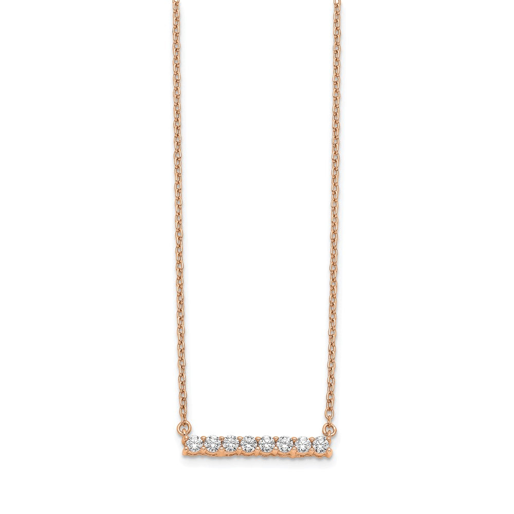 14k Rose Gold 1/3ct Lab Grown Diamond VS/SI+ G+ Comp 18in Bar Necklace