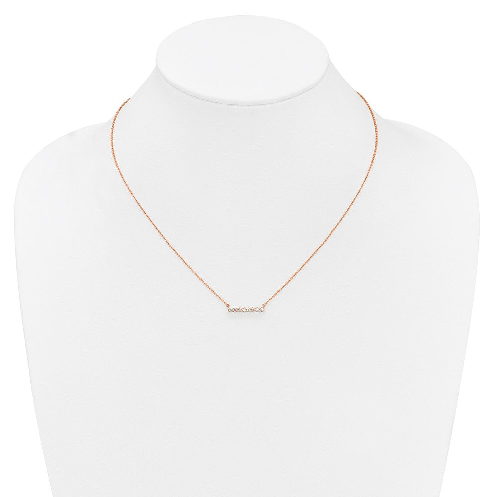 14k Rose Gold 1/3ct Lab Grown Diamond VS/SI+ G+ Comp 18in Bar Necklace