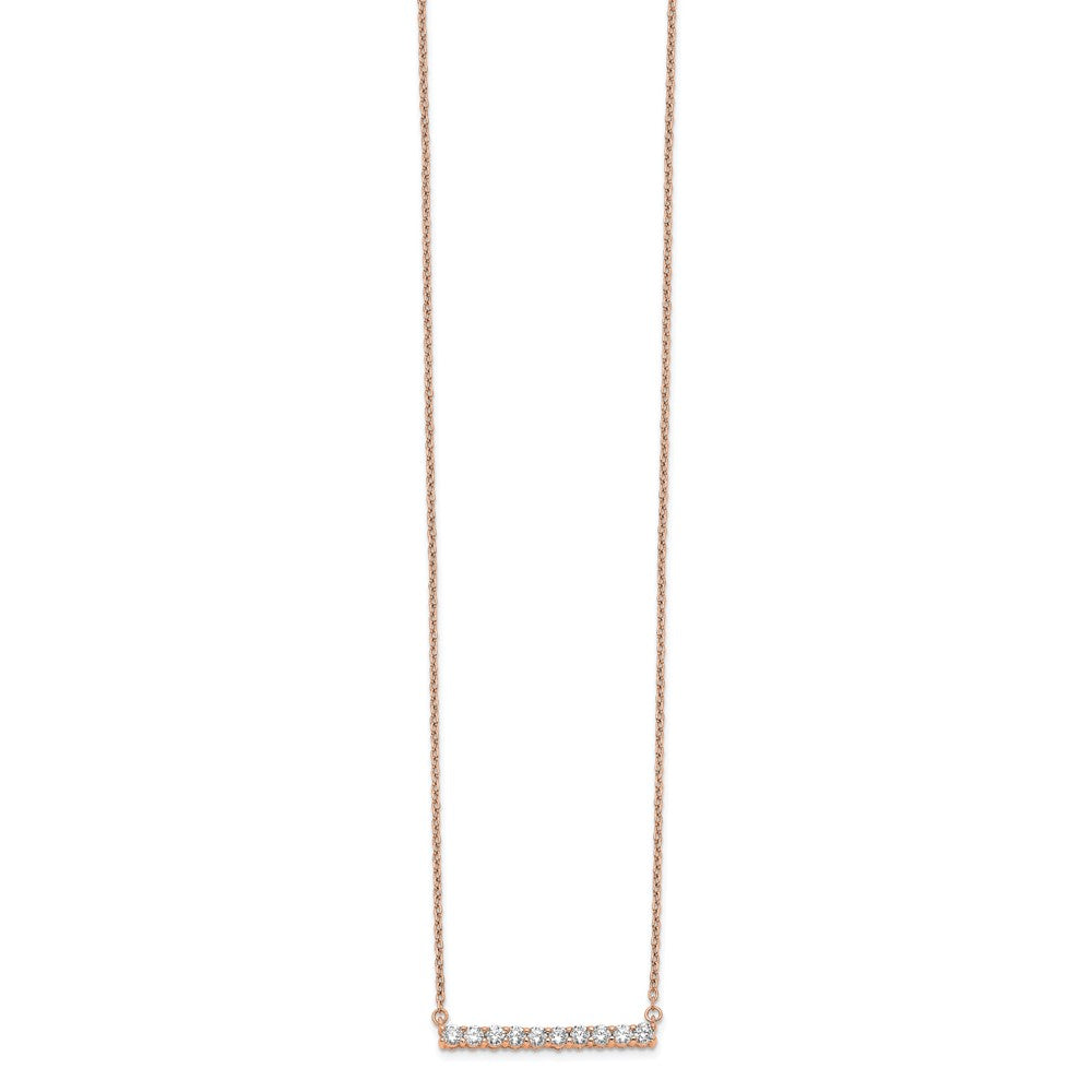 14k Rose Gold 1/2ct Lab Grown Diamond VS/SI+ G+ Comp 18in Bar Necklace