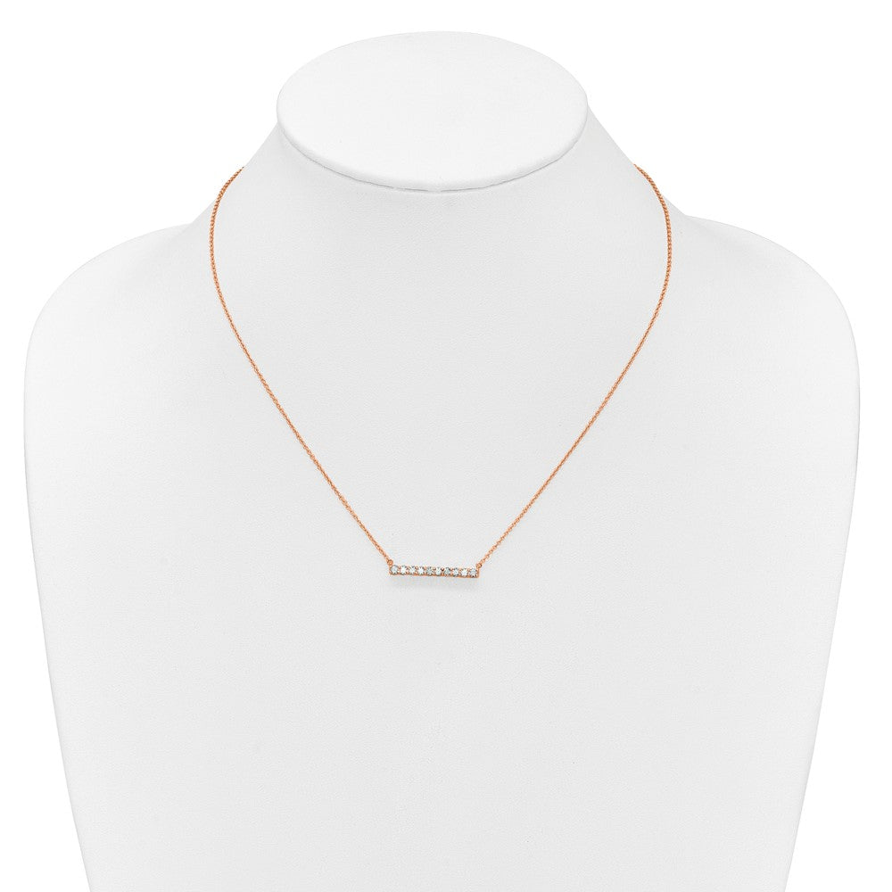 14k Rose Gold 1/2ct Lab Grown Diamond VS/SI+ G+ Comp 18in Bar Necklace
