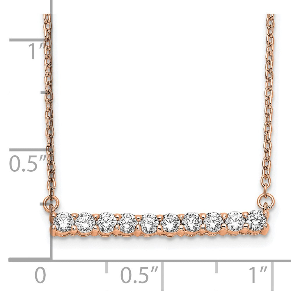 14k Rose Gold 1/2ct Lab Grown Diamond VS/SI+ G+ Comp 18in Bar Necklace