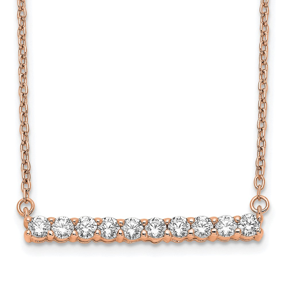 14k Rose Gold 1/2ct Lab Grown Diamond VS/SI+ G+ Comp 18in Bar Necklace