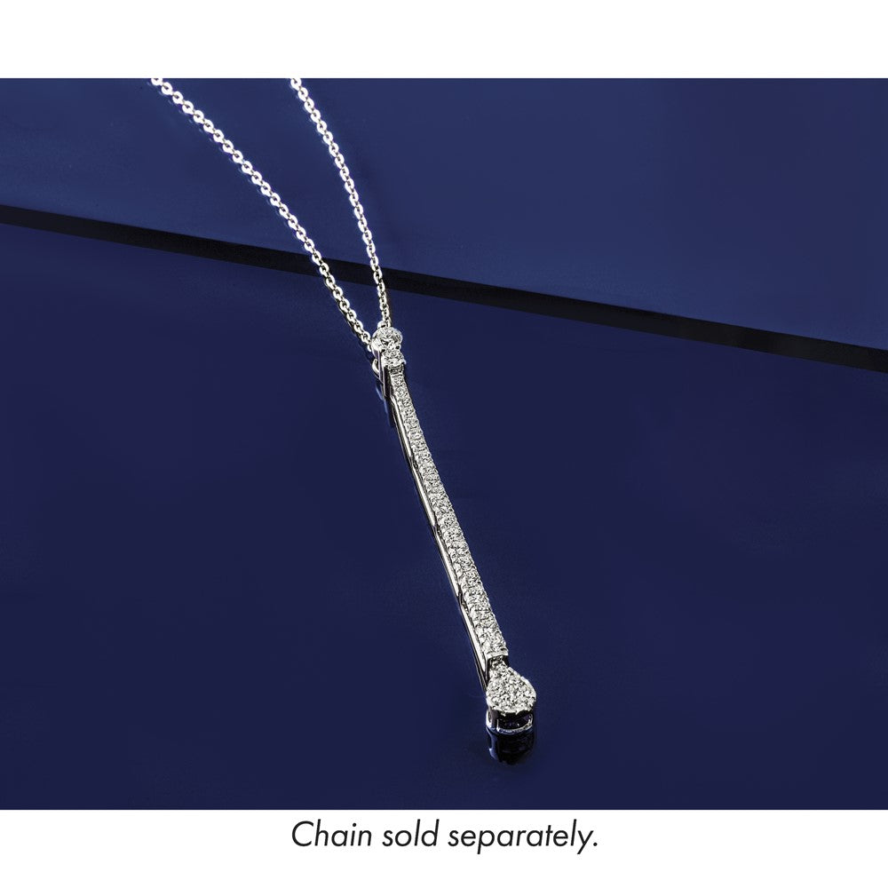 14k White Gold 1ct Lab Grown Diamond VS/SI+ G+ Fashion Bar Chain Slide
