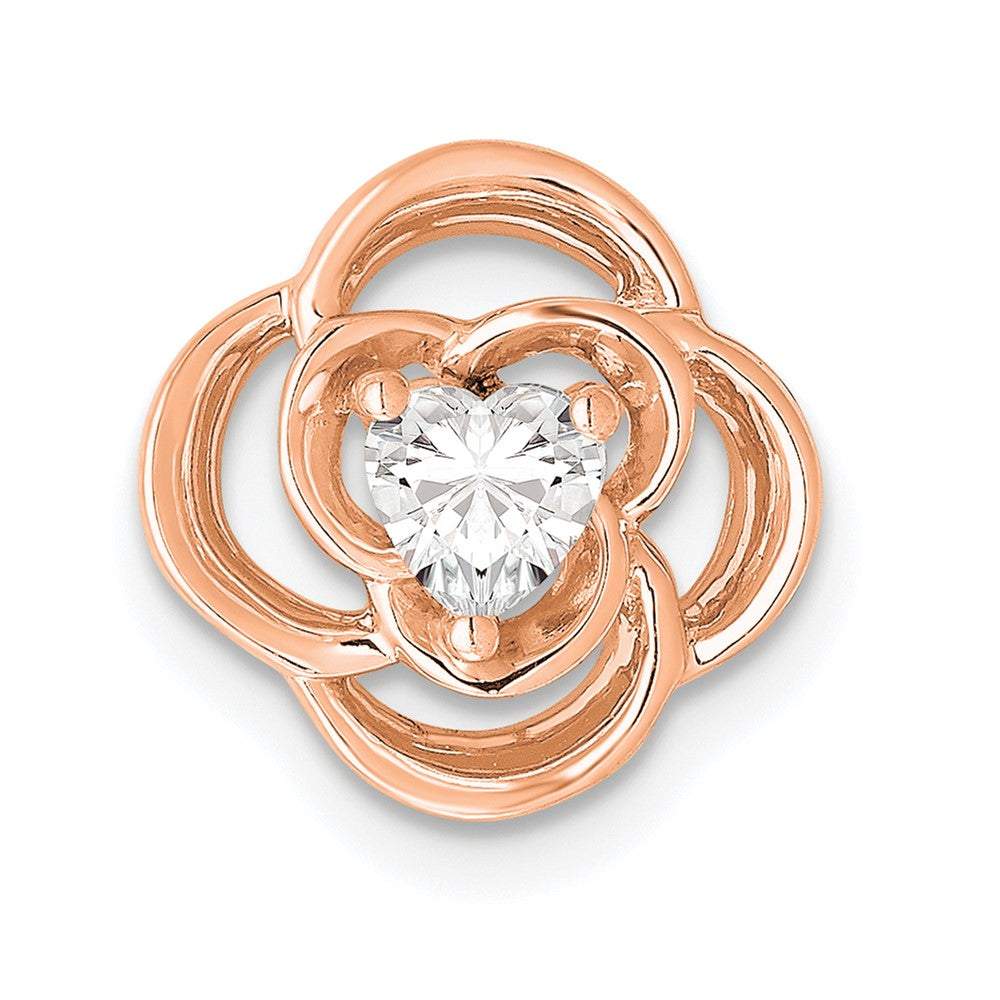 14k Rose Gold 1/4ct Lab Grown Diamond VS/SI+ G+ Comp Flower Chain Slide
