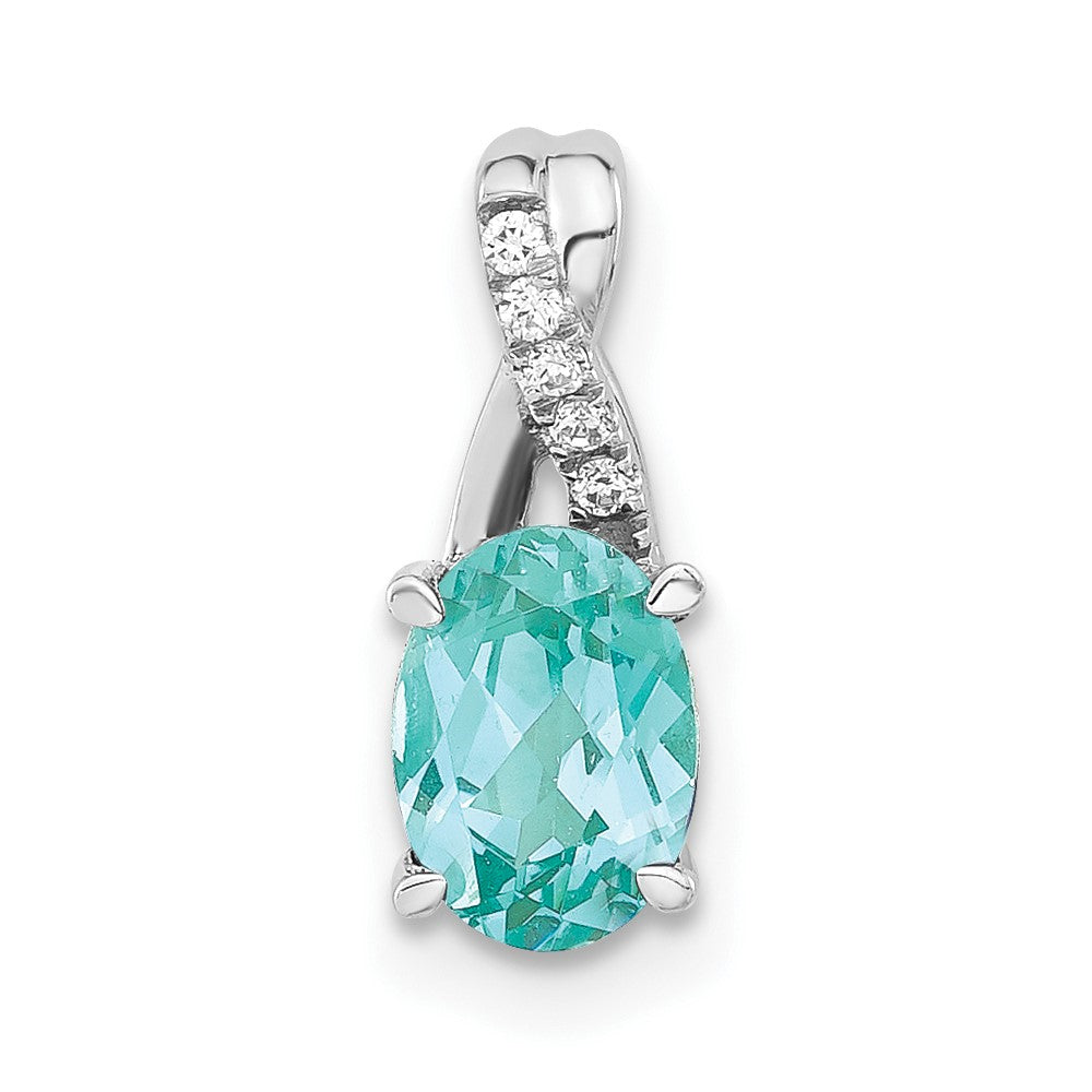 14kw .03 ct Lab Grown Dia VS/SI+ G+ & Cr Paraiba Teardrop Pendant
