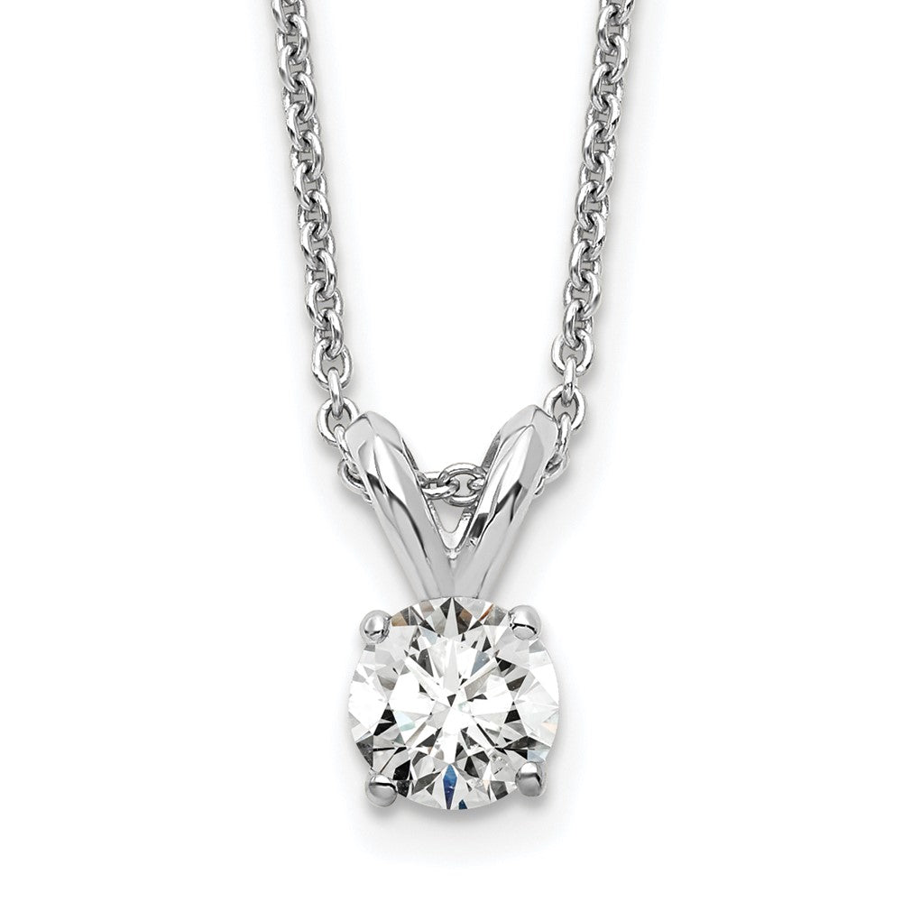 14kw 1/4ct Cert Lab Grown Dia VS+ F+ 4 Prong 18in Comp Solitaire Necklace