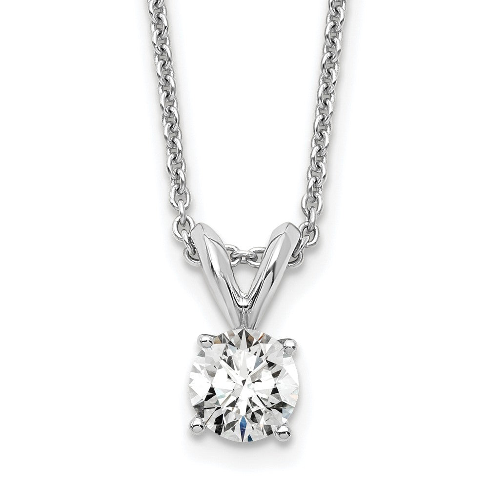 14kw 1/3ct Lab Grown Dia VS/SI+ G+ 4 Prong 18in Comp Solitaire Necklace