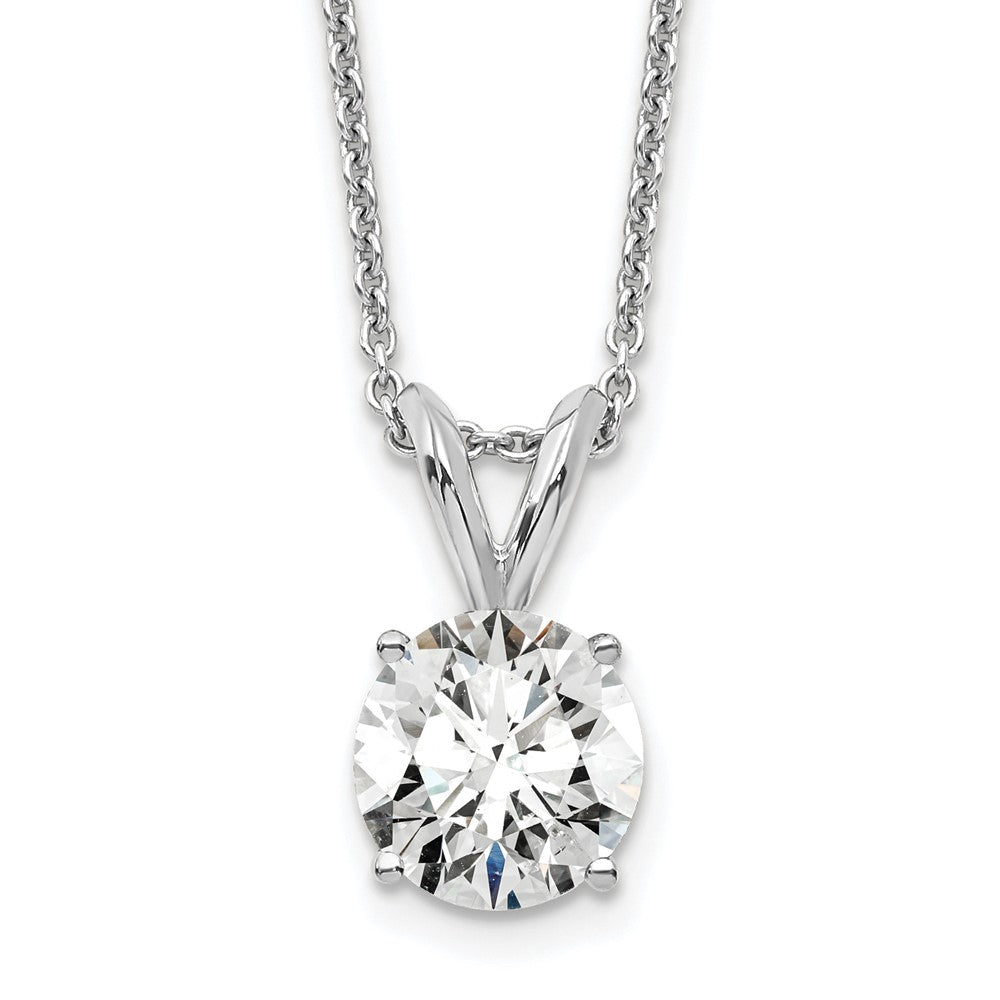 14kw 3/4ct Cert Lab Grown Dia VS+ F+ 4 Prong 18in Comp Solitaire Necklace
