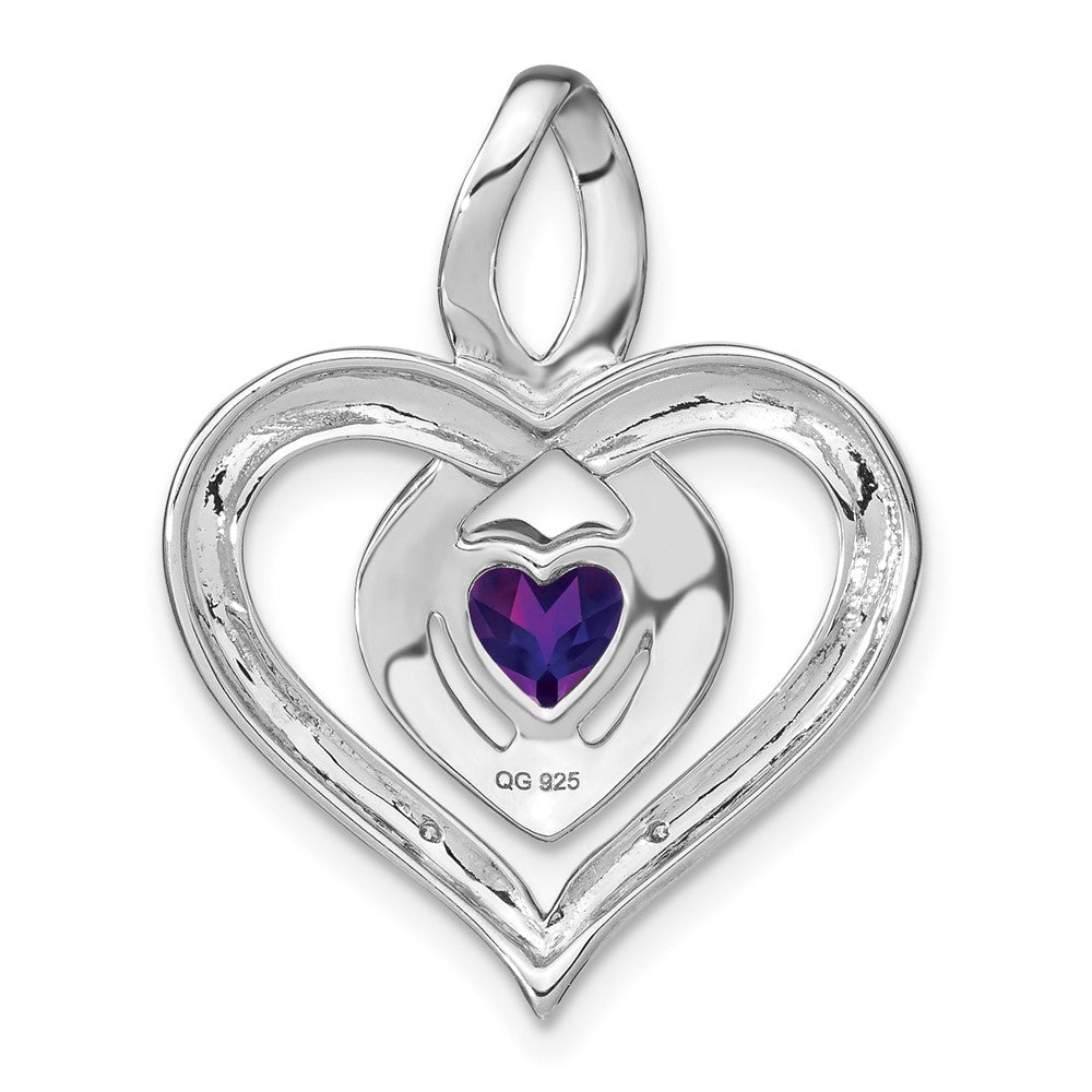 Sterling Silver Rhodium-plated Amethyst and Diamond Pendant