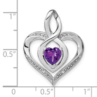 Sterling Silver Rhodium-plated Amethyst and Diamond Pendant