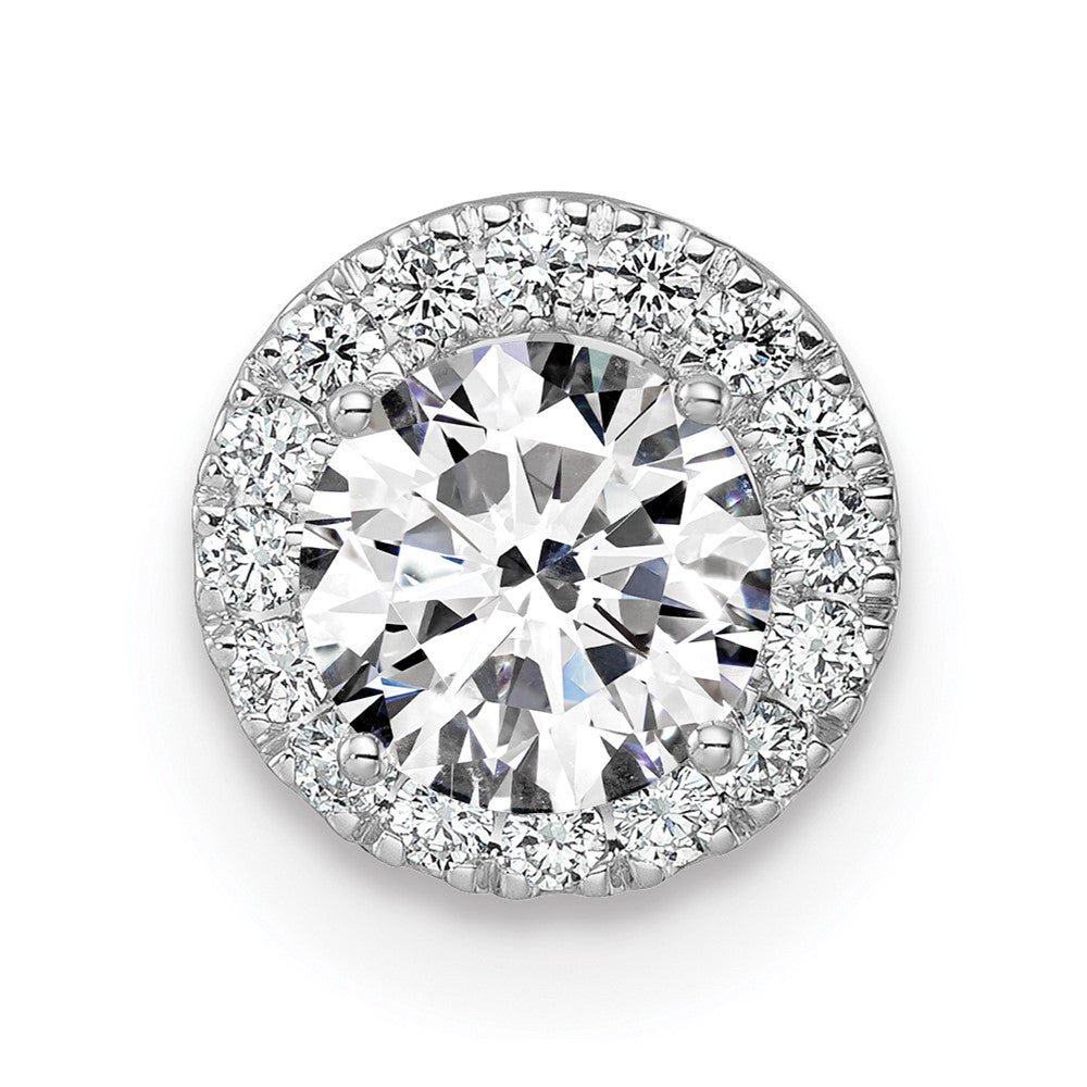 14kw 1/2 ct Center Lab Grown DIA VS/SI+ G+ Round Semi Halo Chain Slide