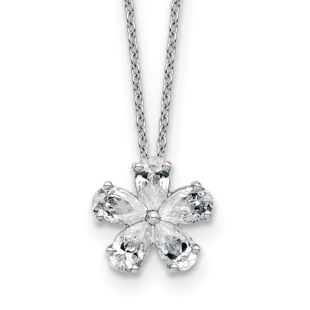 14kw 1ct Lab Grown Diamond VS+ F+ Comp 18in Flower Pendant Necklace