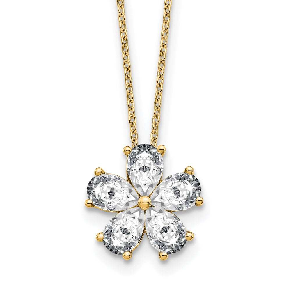 14k 2ct Lab Grown Diamond VS+ F+ Comp 18in Flower Pendant Necklace
