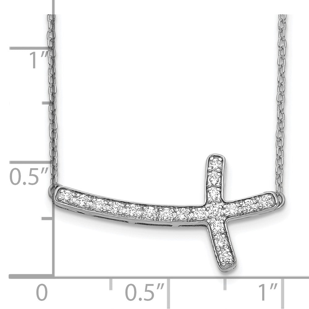 14kw 1/5ct Lab Grown Dia VS/SI+ G+ Comp 18in Sideways Cross Necklace