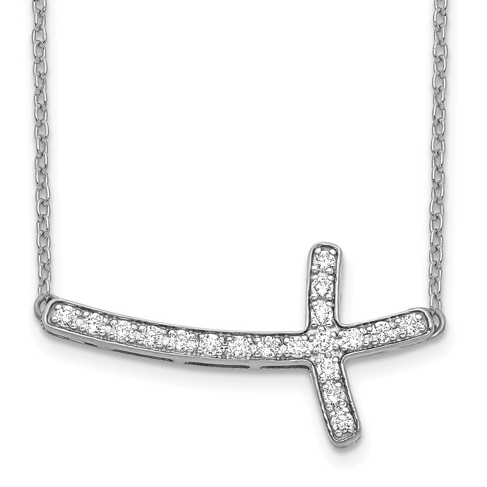 14kw 1/5ct Lab Grown Dia VS/SI+ G+ Comp 18in Sideways Cross Necklace