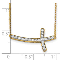 14k 1/5ct Lab Grown Dia VS/SI+ G+ Comp 18in Sideways Cross Necklace