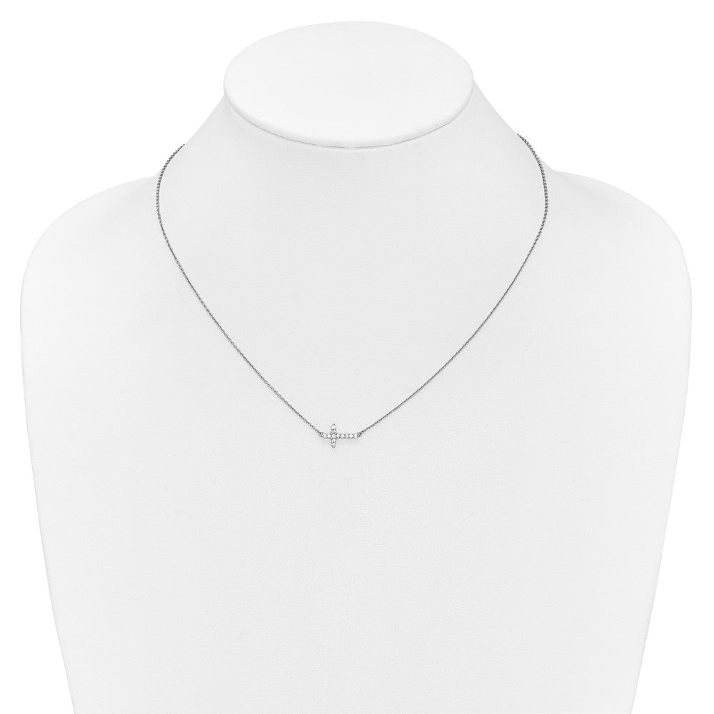 14kw 1/6ct Lab Grown Dia VS/SI+ G+ Comp 18in Sideways Cross Necklace