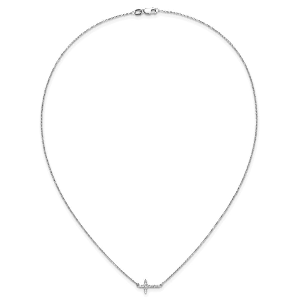14kw 1/6ct Lab Grown Dia VS/SI+ G+ Comp 18in Sideways Cross Necklace