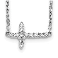14kw 1/6ct Lab Grown Dia VS/SI+ G+ Comp 18in Sideways Cross Necklace