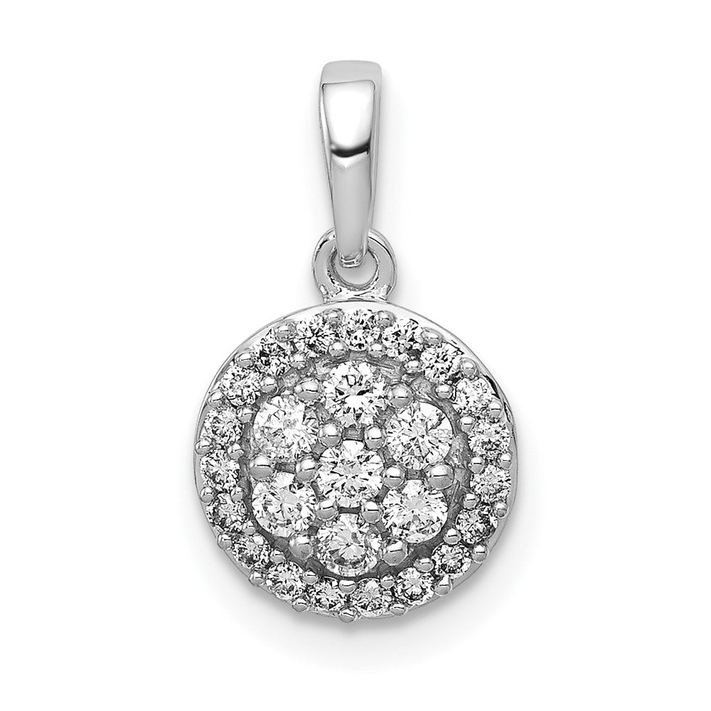 14kw 1/4ct Lab Grown Diamond VS/SI+ G+ Comp Halo Cluster Pendant