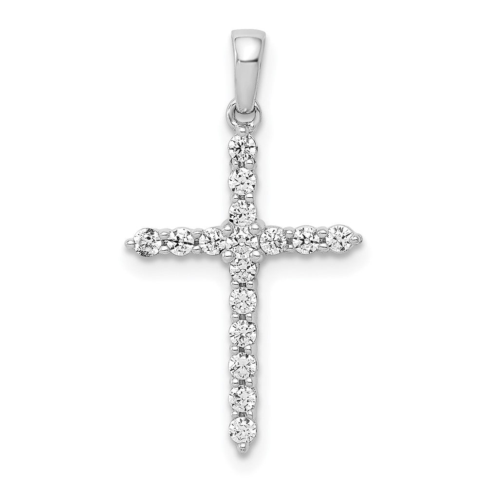 14k White Gold 1/4ct Lab Grown Diamond VS/SI+ G+ Comp Cross Pendant