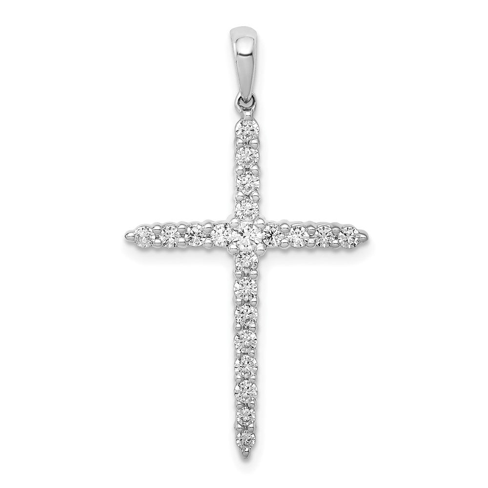 14k White Gold 1/2ct Lab Grown Diamond VS/SI+ G+ Comp Cross Pendant