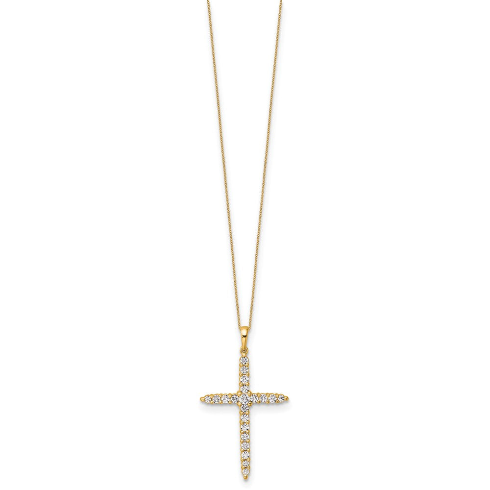 14k 1ct Lab Grown Dia VS/SI+ G+ Comp 18in Cross Pendant Necklace