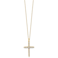 14k 1ct Lab Grown Dia VS/SI+ G+ Comp 18in Cross Pendant Necklace
