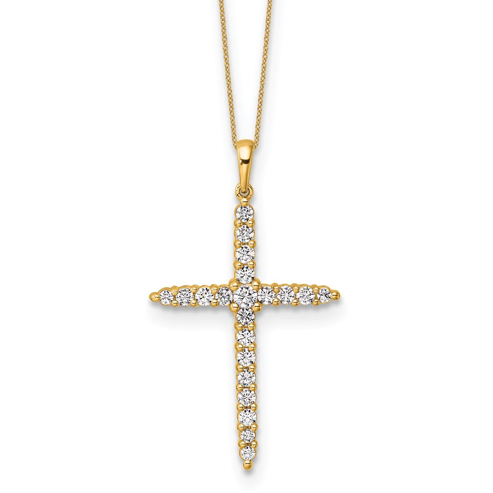 14k 1ct Lab Grown Dia VS/SI+ G+ Comp 18in Cross Pendant Necklace