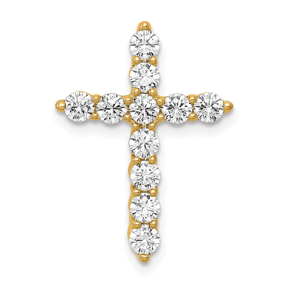 14k 3/4ct Lab Grown Diamond VS/SI+ G+ Comp Cross Chain Slide Pendant